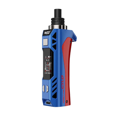 Yocan Cylo Vaporizer in blue and red, featuring variable voltage, built-in 1300mAh battery, and compact design.