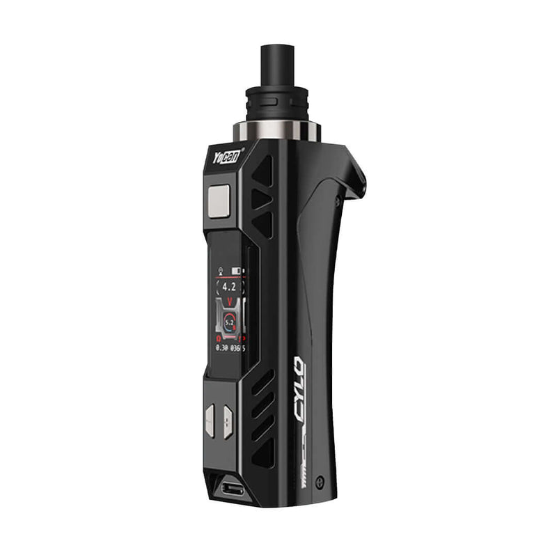 Yocan Cylo Vaporizer with built-in 1300mAh battery and variable voltage control in sleek black design