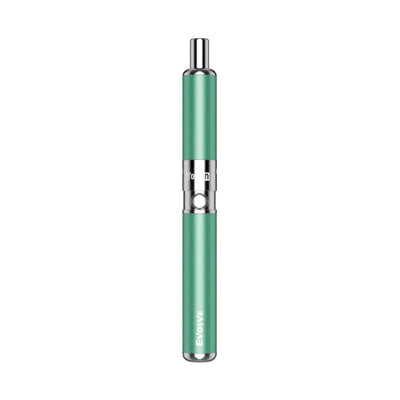 Yocan Evolve-D Dry Herb Vaporizer Pen with green design and pancake dual coil heating element for efficient vaporization.