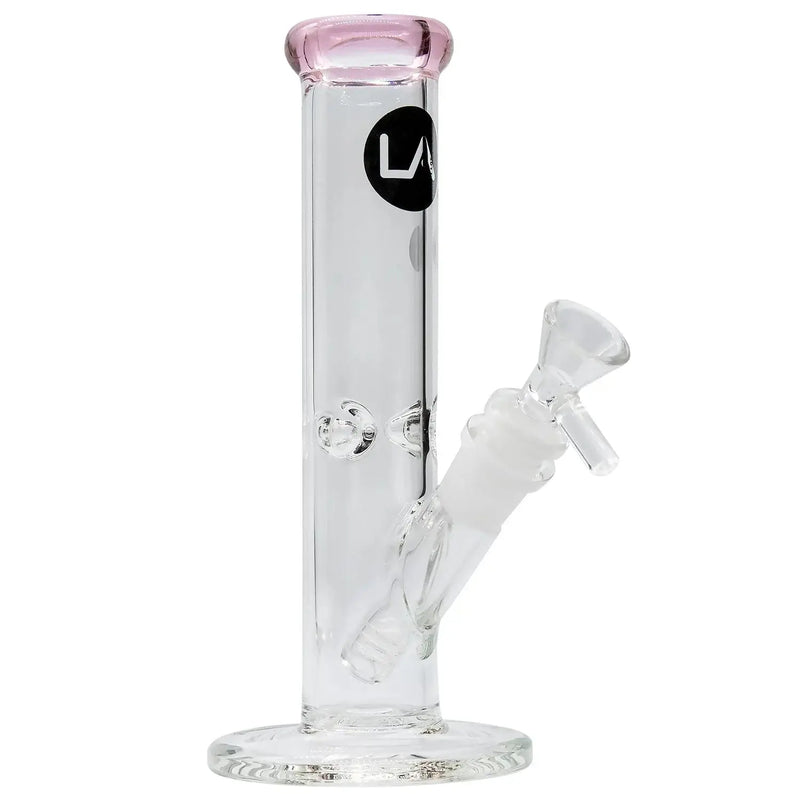 LA Pipes Straight Shooter Bong with Colorful Mouthpiece, 8" Tall, Handmade in Los Angeles, Borosilicate Glass, Multiple Colors