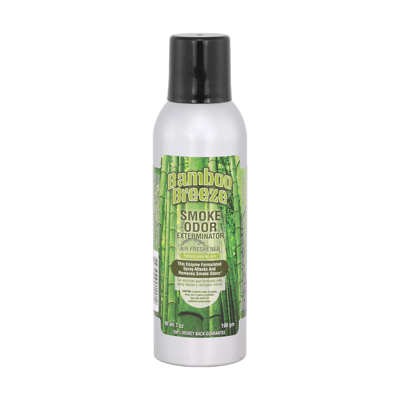 Bamboo Breeze Smoke Odor Exterminator air freshener bottle for eliminating smoke and household odors.