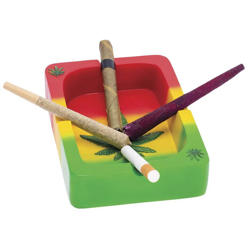 Fujima Rasta Hemp Leaf Playing Card Polyresin Ashtray