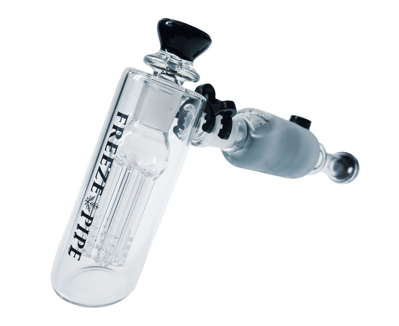 Freeze Pipe Bubbler with glycerin chamber and 6 arm tree perc for smooth, filtered smoke.