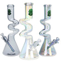 SeshGear Electro Zig Zag Beaker Glass Water Pipe - 14.75" / 14mm F / Colors Vary featuring three stylish designs.