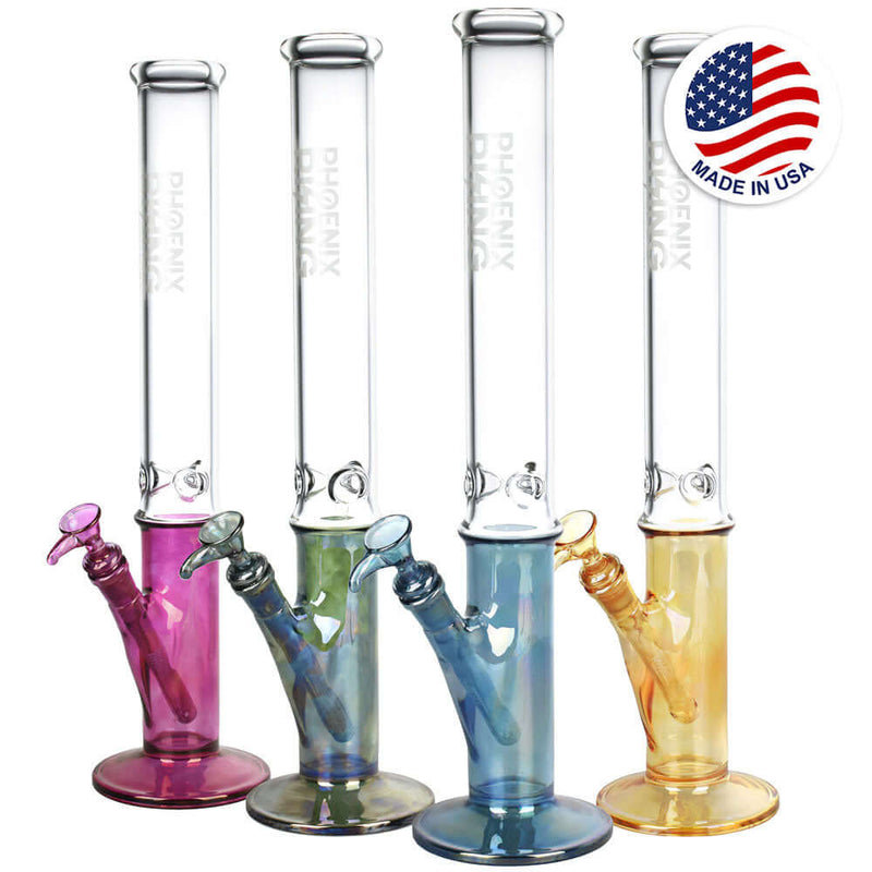 Phoenix Rising Shine Based Tall Straight Water Pipe-18"/14mm F/Colors Vary