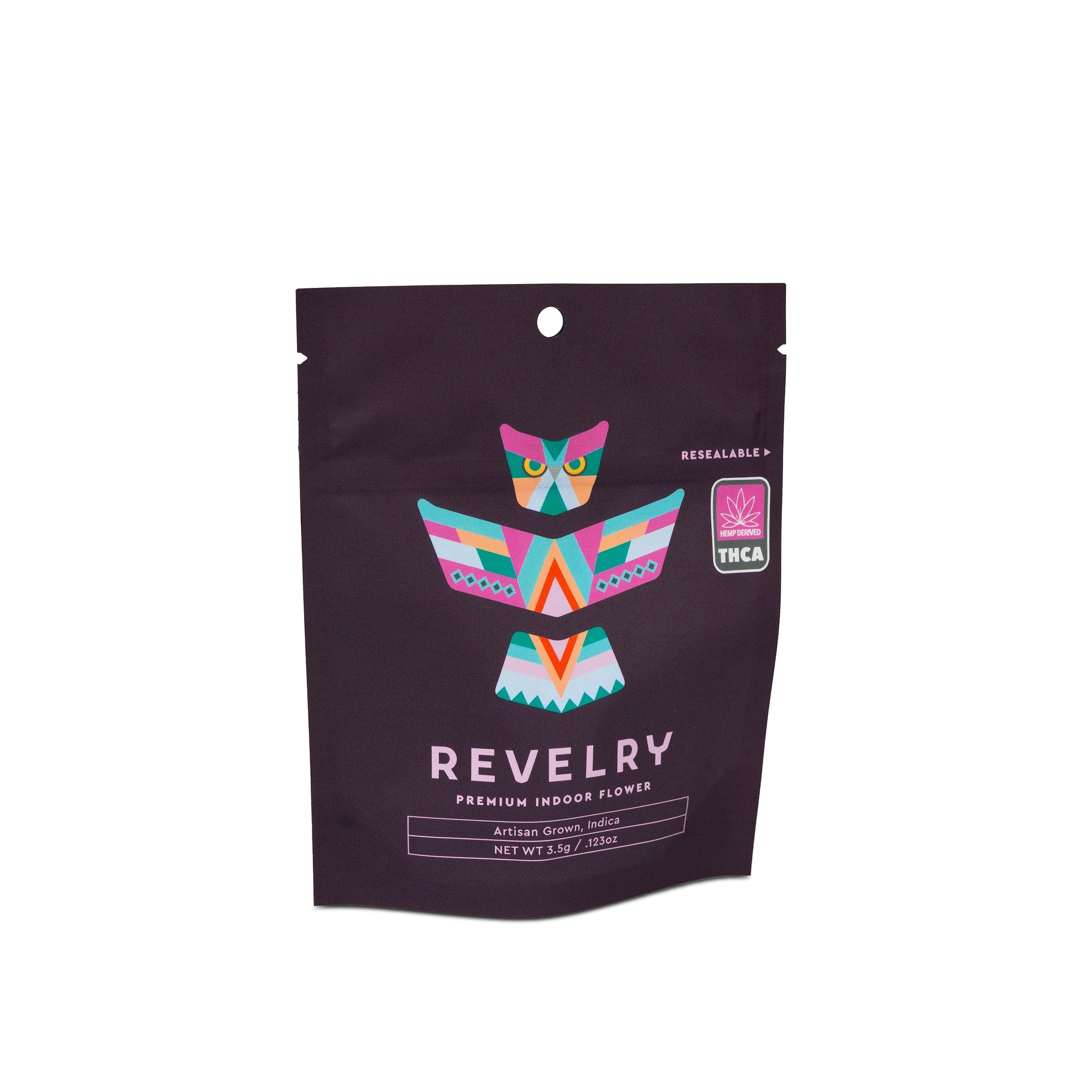 Revelry Frosted Runtz THCA Flower Small Buds (AAA Indoor) premium indoor flower packaging design.
