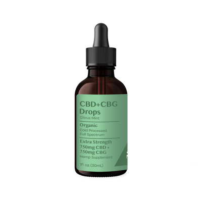 Organic CBG+CBD Drops Citrus Mint - Extra Strength 750mg+750mg