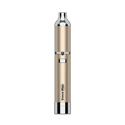 Yocan Evolve Plus Vaporizer Kit sleek gold design with functional coil cap and built-in silicone jar for efficient wax vaping