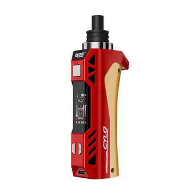 Yocan Cylo Vaporizer in red and gold with display and control buttons