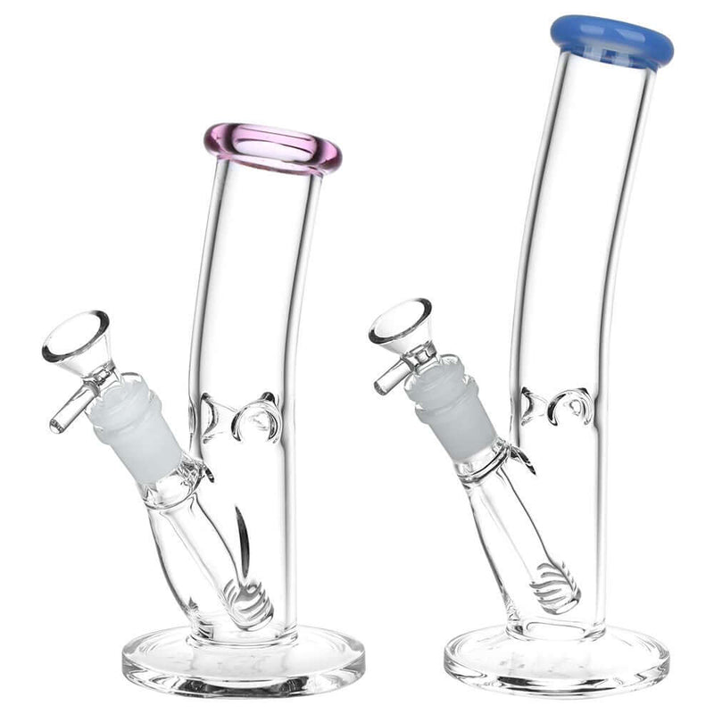 Classic Bent Neck Straight Tube Glass Water Pipe | 14mm F | Colors Vary