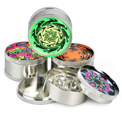 Metal 3pc Grinder w/ Black Light Designs - 2" - 12PC