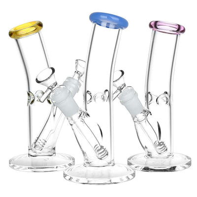 Classic Bent Neck Straight Tube Glass Water Pipe | 14mm F | Colors Vary