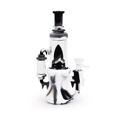 Ritual 8.5'' Silicone Rocket Recycler in Black and White for smoking dried herbs and concentrates