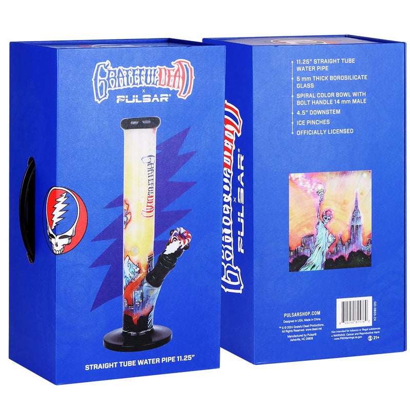 The Grateful Dead x Pulsar Inside Print Straight Tube Glass Water Pipe | 11.25" | 14mm F