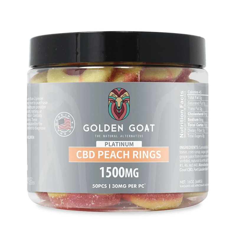 Golden Goat Platinum CBD Gummies 1500mg - Peach Rings