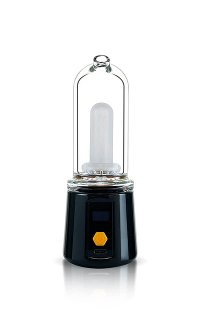 BOMB ERIG Sykloud - Portable Electric Dab Rig - Black with glass attachment and control panel.