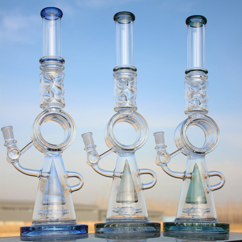 18.5" Recycler Style Donut Percolator Glass Water Pipe - Cheapnotic