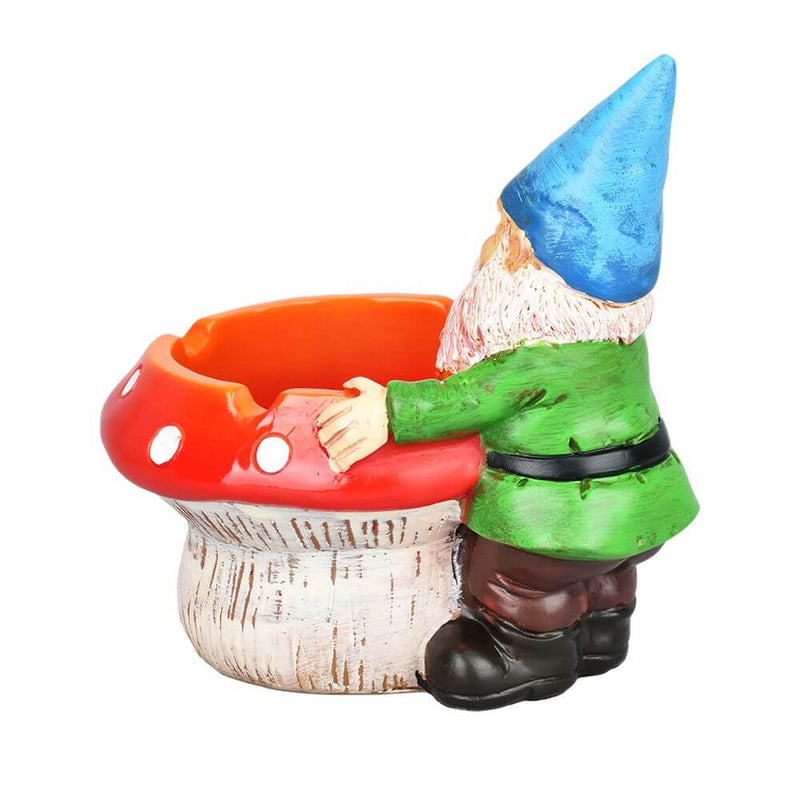 Smoking Gnome Mushroom Ceramic Ashtray - 3.5"