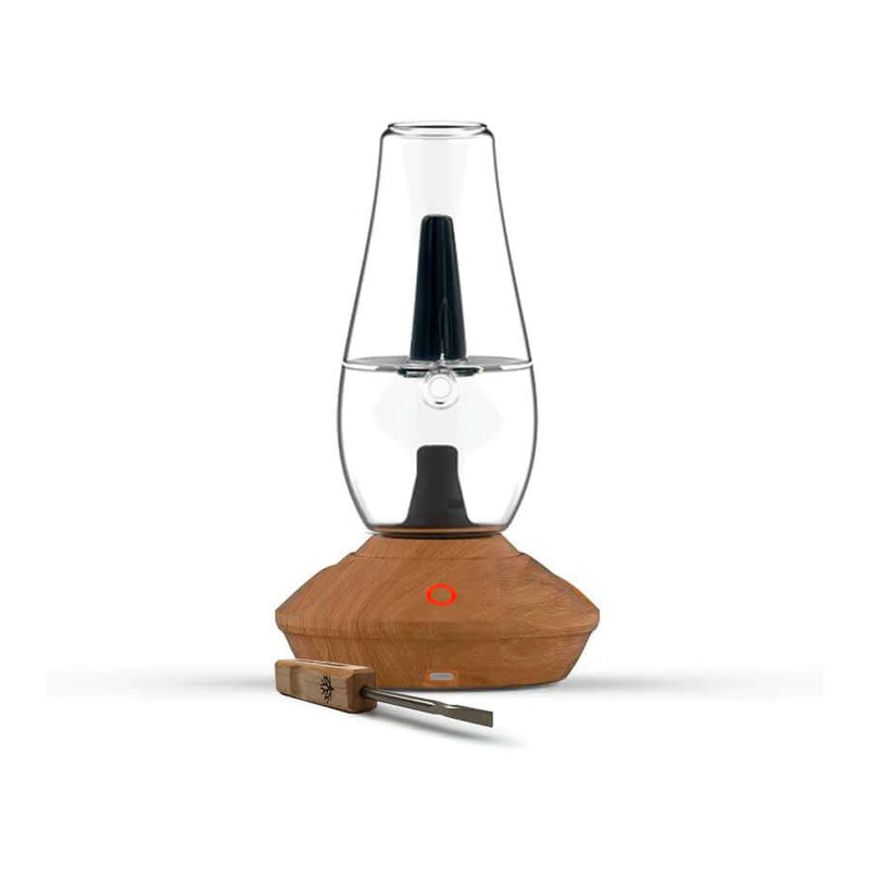 Zenco Flow Vaporizer with wooden base and glass chamber