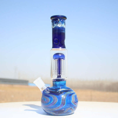 Blue Buddha Glass Water Pipe w/ Coil Perc 10.5"