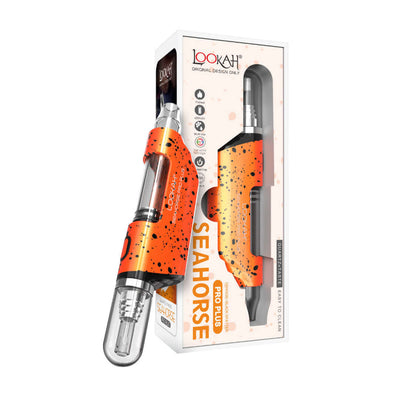 Lookah Seahorse Pro Plus vaporizer in orange packaging, designed for smooth and flavorful vaping with advanced technology.