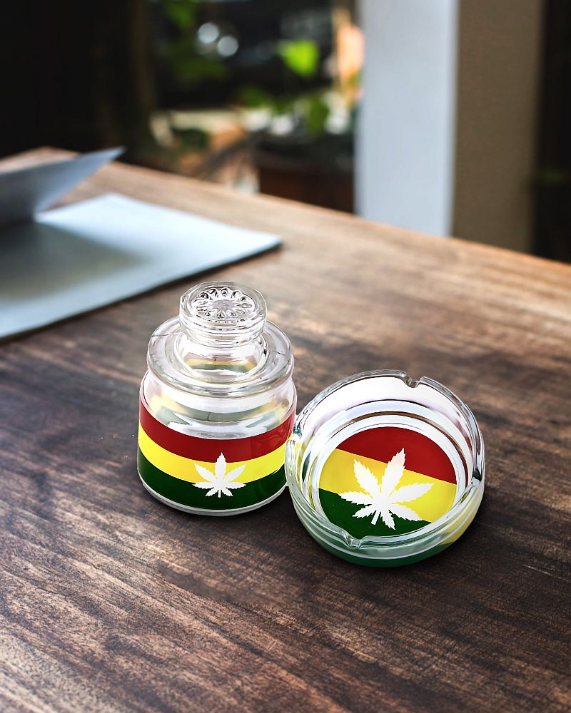 Ashtray set with Stash jar - LEAF DESIGN