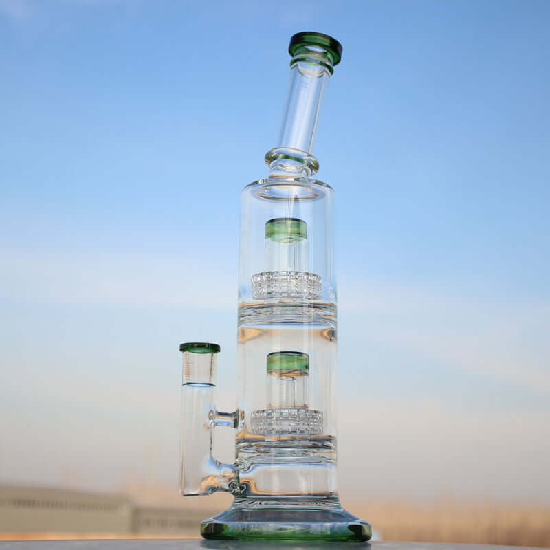 Approx. 12" Dual Matrix Percolator Glass Water Pipe