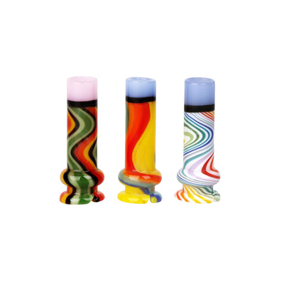 Pulsar Candy Stripe Glass Mouthpiece Attachment for Puffco Pivot w/ Display Stand - Colors Vary