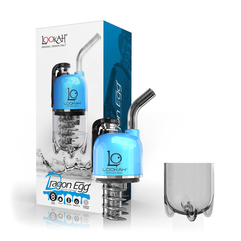 Lookah Dragon Egg Vaporizer with colorful design and packaging, showcasing its compact, stylish form and functionality.
