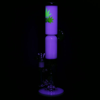 Pulsar 420 O'Clock Glow In The Dark Straight Tube Water Pipe - 13" / 14mm F