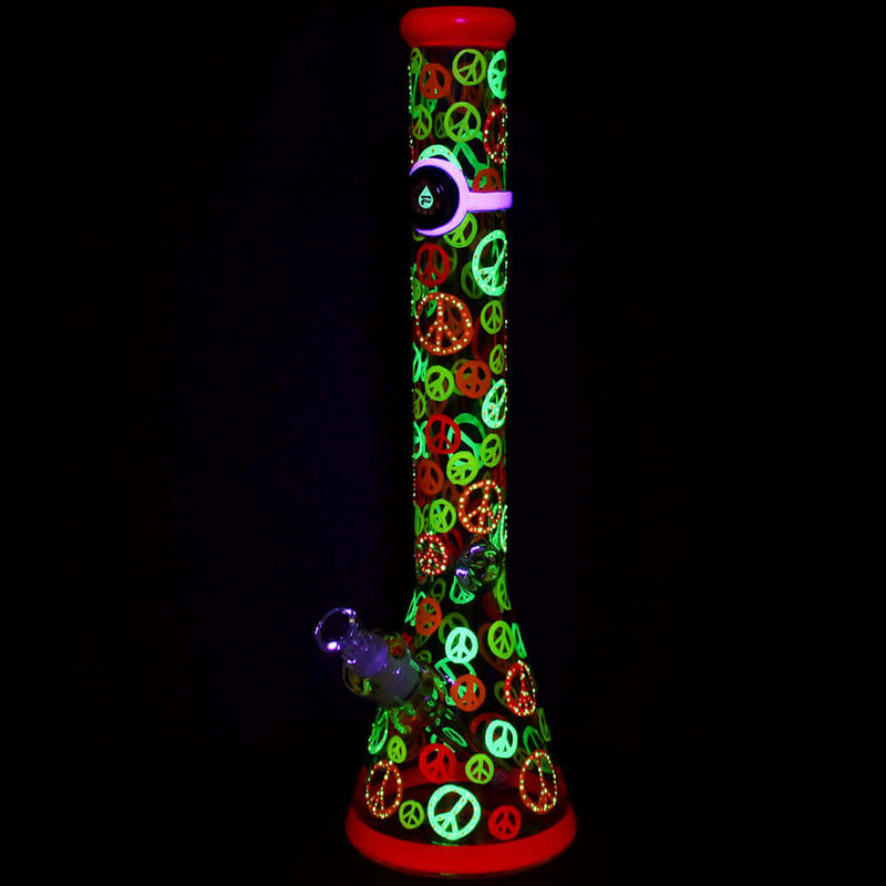 Pulsar Peacekeeper Glow In The Dark Beaker Water Pipe - 18" / 14mm F