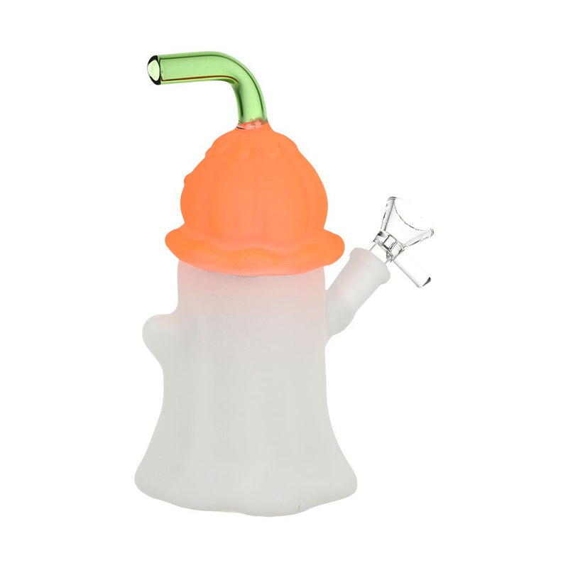 Pumpkin Head Ghost Glow In The Dark Glass Bong - 7.25" / 14mm F