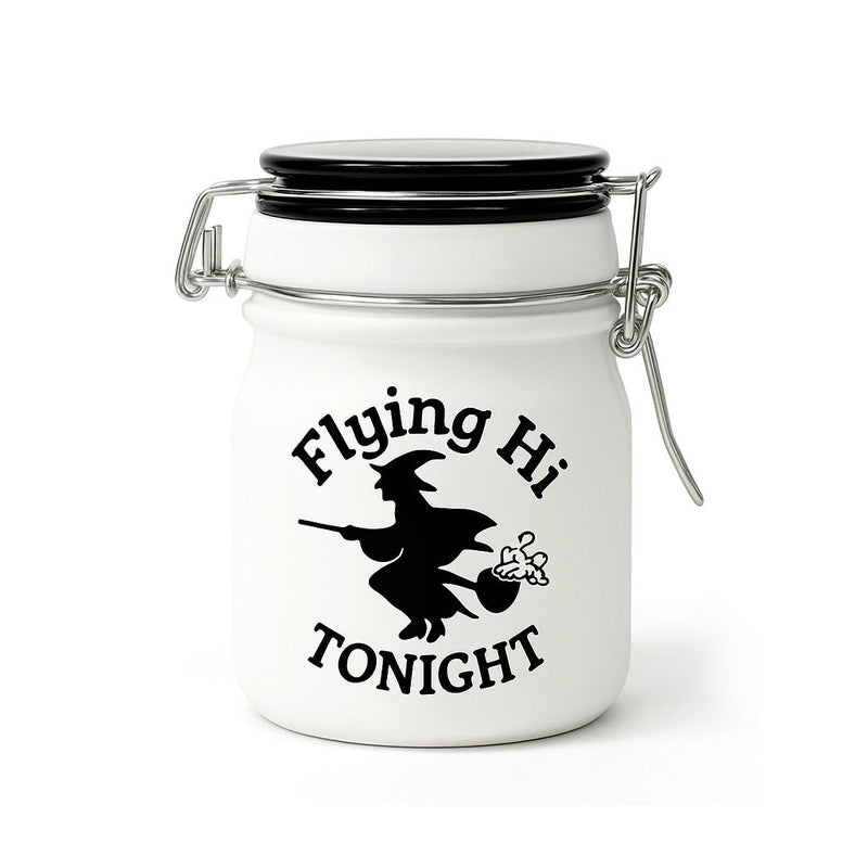 FLYING HI TONIGHT FROSTED GLASS STASH JAR WITH CLAMP LID