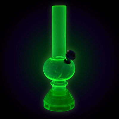 Mini Acrylic Water Pipe w/ Grinder Base- 6.75" / Colors Vary