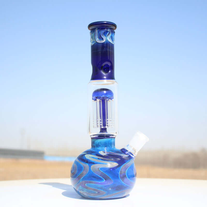 Blue Buddha Glass Water Pipe w/ Coil Perc 10.5"