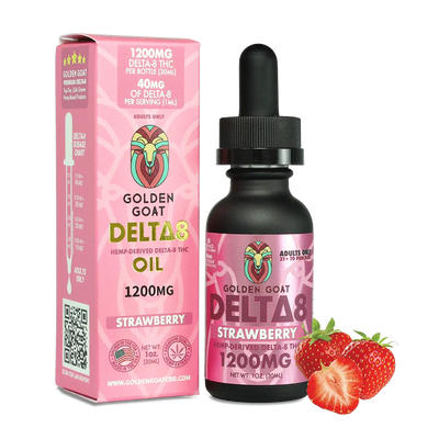 Delta-8 Oil, 1200mg – Strawberry – 30ml, 1oz.