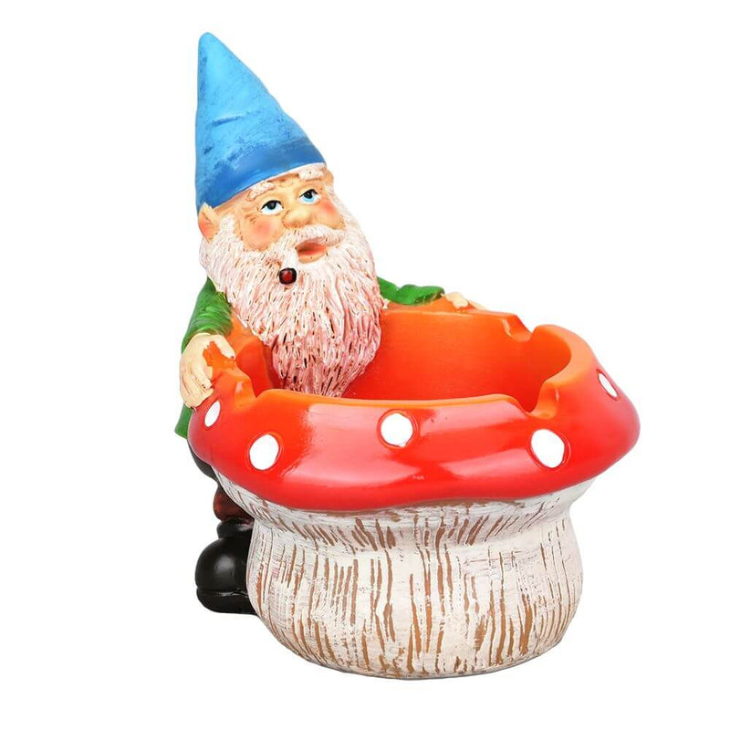 Smoking Gnome Mushroom Ceramic Ashtray - 3.5"