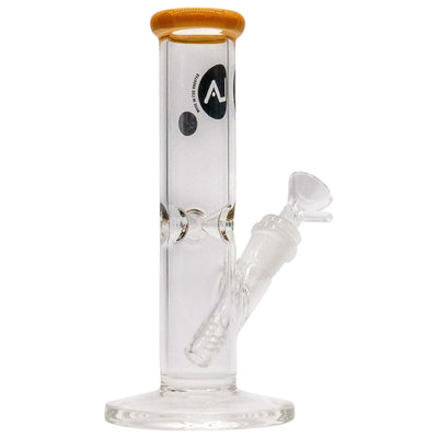 LA Pipes 8" Straight Shooter Bong with Colorful Mouthpiece, Handmade in Los Angeles, Clear Glass Design