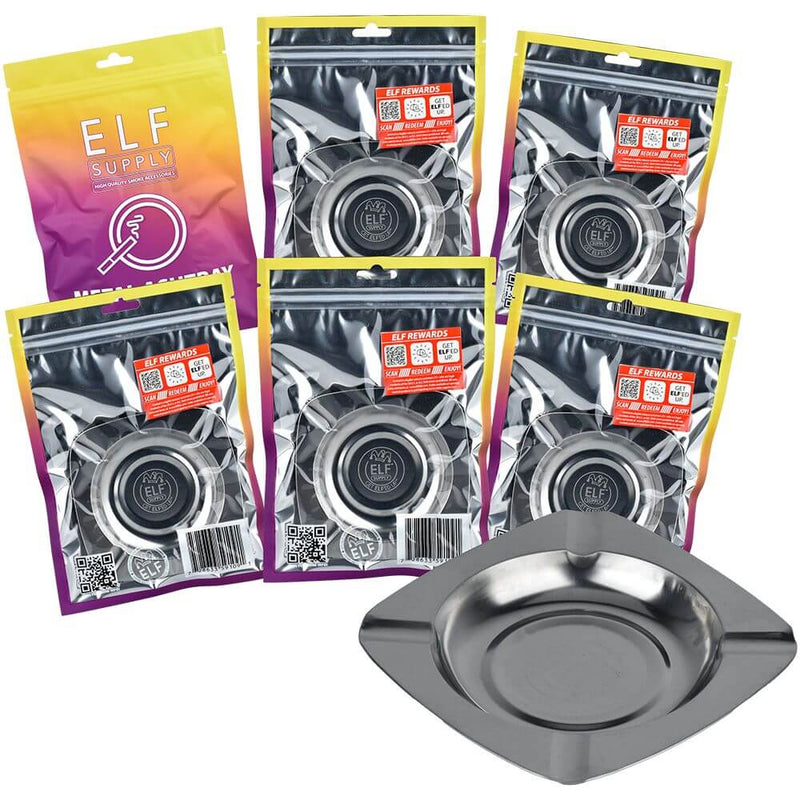 ELF Supply Metal Ashtray - 4.4" x 4.4" / Silver 6ct