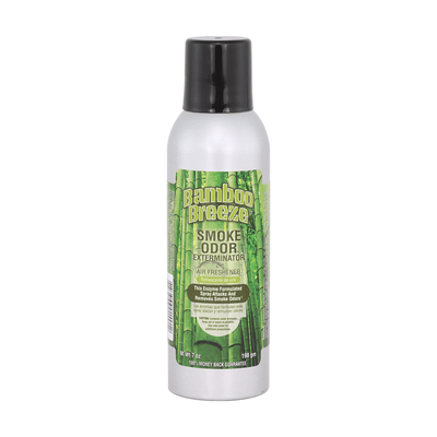 Bamboo Breeze Smoke Odor Exterminator air freshener spray bottle, effective in eliminating odors.