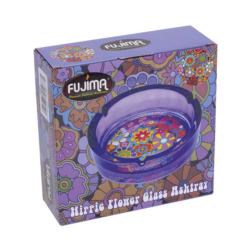 PURPLE HIPPIE FLOWER GLASS ASHTRAY