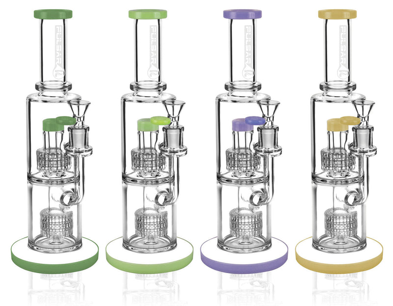 Pulsar Dual Matrix Perc Waterpipe - 11.75" / 14mm F / Colors Vary