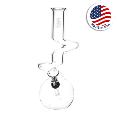 Phoenix Rising Zig Zag Bubble Base Water Pipe - 9.5" / Clear