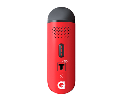 Tyson 2.0 X G Pen Dash Vaporizer in red, featuring Tyson 2.0 and G Pen branding, ultra-discreet and lightweight design.