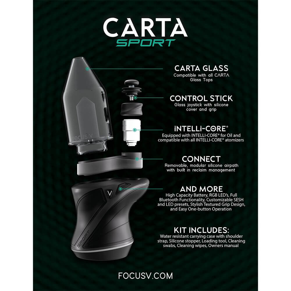 Focus V CARTA Sport Portable Electric Dab Rig | Black | 2700mAh
