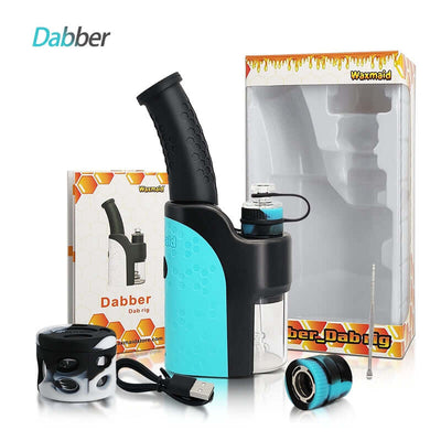 Waxmaid 6.73'' Dabber Electric Dab Rig with quartz atomizer, USB cable, and packaging for efficient and flavorful dabbing experience