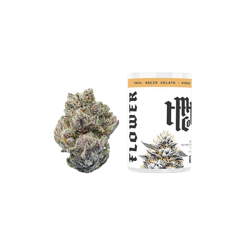 Modern Herb Co THCA Flower Bacio Gelato strain with colorful buds and stylish packaging for a relaxing experience.