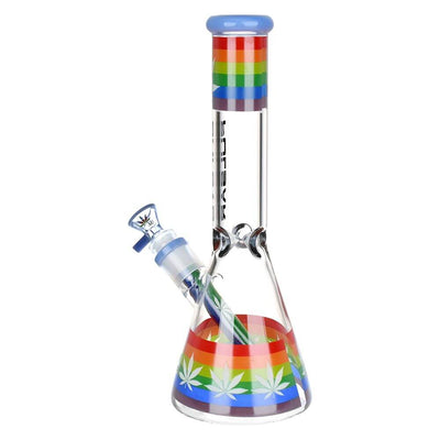 Pulsar Rainbow Pride Glow Glass Beaker Water Pipe - 10"