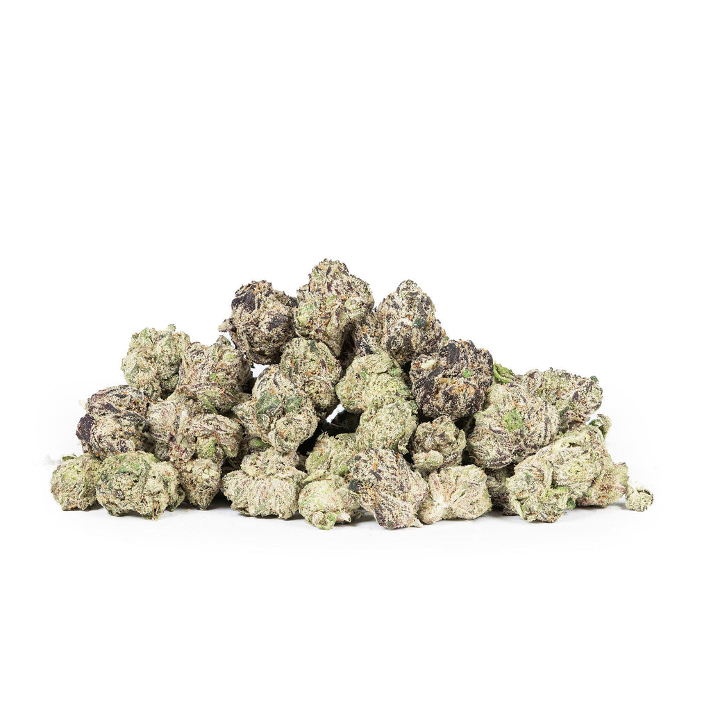 Revelry Frosted Runtz THCA Flower Small Buds (AAA Indoor) displayed in a pile showcasing vibrant colors and texture.