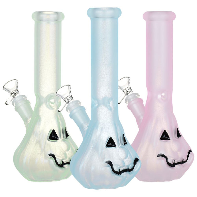 Glow In Dark Jack-O-Lantern Glass Bong - 9.25" / 14mm F